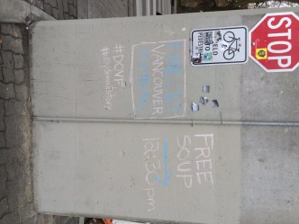 The sketchy sign leading me to free soup