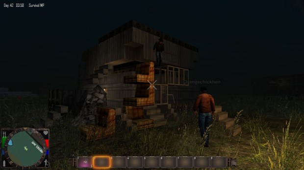 Trying to break into some dude's locked house with a staircase made of furniture. Professional burglars here.